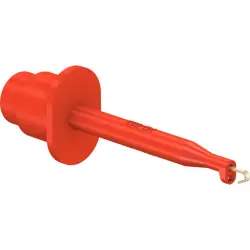 Miniature clamp test probe, red, max. 2 mm, L 55.5 mm, socket 2 mm, 24.0139-22