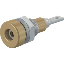 2 mm socket, flat plug connection, mounting Ø 6.4 mm, brown, 23.0060-27