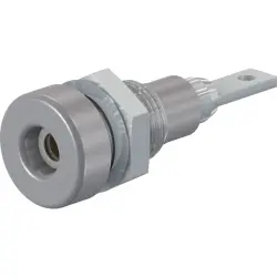 2 mm socket, flat plug connection, mounting Ø 6.4 mm, gray, 23.0060-28