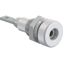 2 mm socket, flat plug connection, mounting Ø 6.4 mm, white, 23.0060-29