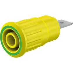 4 mm socket, flat plug connection, mounting Ø 12.2 mm, CAT III, CAT IV, yellow/green, 49.7073-20