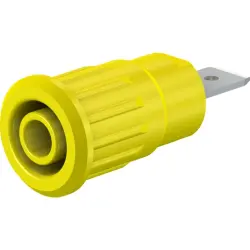 4 mm socket, flat plug connection, mounting Ø 12.2 mm, CAT III, CAT IV, yellow, 49.7073-24