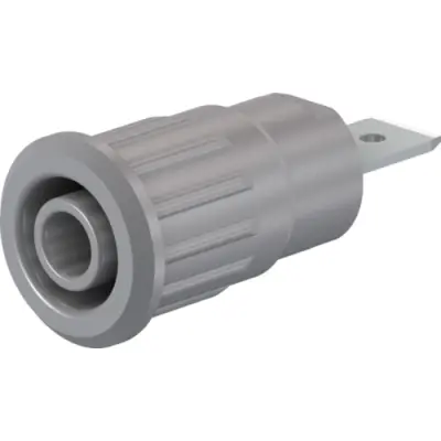 4 mm socket, flat plug connection, mounting Ø 12.2 mm, CAT III, CAT IV, gray, 49.7073-28 - 1