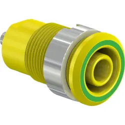 4 mm socket, solder connection, mounting Ø 12.2 mm, CAT III, yellow/green, 49.7049-20