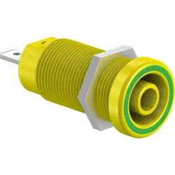 4 mm socket, flat plug connection, mounting Ø 12.2 mm, CAT IV, yellow/green, 66.9665-20