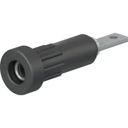 2 mm panel socket, flat plug connection, mounting Ø 4.9 mm, gray, 23.1021-28
