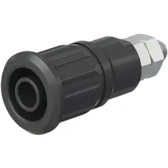 4 mm panel socket, threaded bolt, mounting Ø 12.2 mm, CAT III, CAT IV, gray, 66.7049-28 - 1