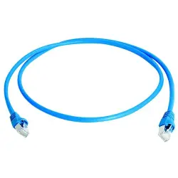 Patch cable, RJ45 plug, straight to RJ45 plug, straight, Cat 6A, S/FTP, PVC, 250 mm, blue, 100008031