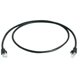 Patch cable, RJ45 plug, straight to RJ45 plug, straight, Cat 6A, S/FTP, PVC, 1 m, black, 100007978
