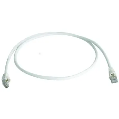 Patch cable, RJ45 plug, straight to RJ45 plug, straight, Cat 6A, S/FTP, PVC, 0.5 m, white, 100007990 - 1