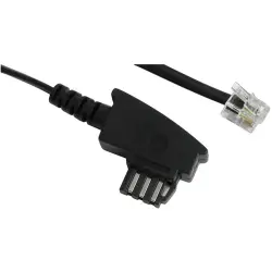 Telephone cable, TAE-F plug, angled to RJ11 plug, straight, 3 m, black, 50941