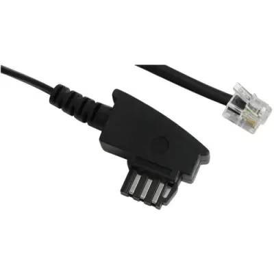 Telephone cable, TAE-F plug, angled to RJ11 plug, straight, 3 m, black, 50236 - 1