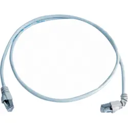 Patch cable, RJ45 plug, straight to RJ45 plug, angled, Cat 6A, S/FTP, PVC, 1 m, gray, 100008011