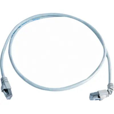 Patch cable, RJ45 plug, straight to RJ45 plug, angled, Cat 6A, S/FTP, PVC, 5 m, gray, 100008669 - 1