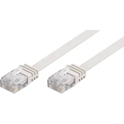 Patch cable, RJ45 plug, straight to RJ45 plug, straight, Cat 5e, U/UTP, PVC, 1 m, white, 93358 - 1