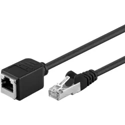 Extension cable, RJ45 plug, straight to RJ45 socket, straight, Cat 5e, F/UTP, PVC, 0.5 m, black, 73386