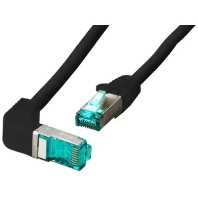 Patch cable, RJ45 plug, angled to RJ45 plug, straight, Cat 6A, S/FTP, LSZH, 0.25 m, black, MK6001W.0,25B - 1