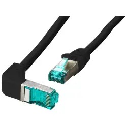 Patch cable, RJ45 plug, angled to RJ45 plug, straight, Cat 6A, S/FTP, LSZH, 1 m, black, MK6001W.1B