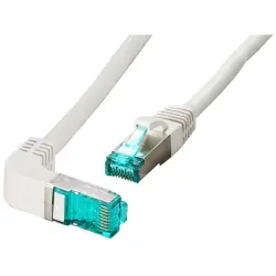 Patch cable, RJ45 plug, angled to RJ45 plug, straight, Cat 6A, S/FTP, LSZH, 0.25 m, gray, MK6001W.0,25G