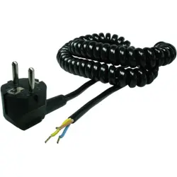 Power cord, Europe, plug type E + F, angled on open end, H03VVH2-F2x0.75 mm², black, 500 mm, 0L1205743