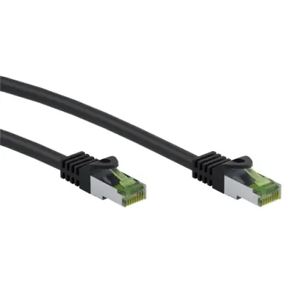 Patch cable, RJ45 plug, straight to RJ45 plug, straight, Cat 8.1, S/FTP, LSZH, 1 m, black, 61093 - 1