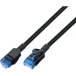 Patch cable, slim design, RJ45 plug, straight to RJ45 plug, straight, Cat 6A, U/UTP, LSOH, 1 m, black, 1810HF-1,0M