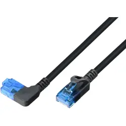 Patch cable, slim design, RJ45 plug, straight to RJ45 plug, left-angled, Cat 6A, U/UTP, LSOH, 1 m, black, 1810HF-L-1,0M