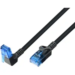 Patch cable, slim design, RJ45 plug, straight to RJ45 plug, angled upwards, Cat 6A, U/UTP, LSOH, 1 m, black, 1810HF-U-1,0M