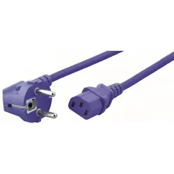 Power cord, Europe, plug type E + F, angled on C13 socket, straight, H05VV-F3G0.75 mm², blue, 1.8 m, EK588BL.1,8
