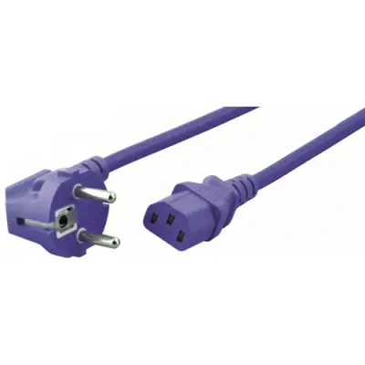 Power cord, Europe, plug type E + F, angled on C13 socket, straight, H05VV-F3G0.75 mm², blue, 1.8 m, EK588BL.1,8 - 1