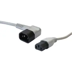 Extension cable, International, C14-Plug, angled on C13 socket, straight, H05VV-F3G1.0 mm², black, 1 m, 0K4803311
