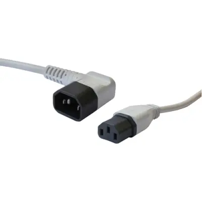 Extension cable, International, C14-Plug, angled on C13 socket, straight, H05VV-F3G1.0 mm², black, 1 m, 0K4803311 - 1