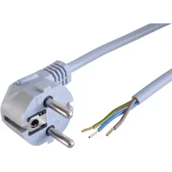 Power cord, Europe, plug type E + F, angled on open end, H05VV-F3G0.75 mm², gray, 2.5 m, 0L06634