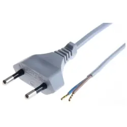 Power cord, Europe, plug type C, straight on open end, H03VVH2-F2x0.75 mm², gray, 2 m, 0L06601