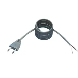 Power cord, Europe, plug type C, straight on open end, H03VVH2-F2x0.75 mm², gray, 3 m, 0L06608