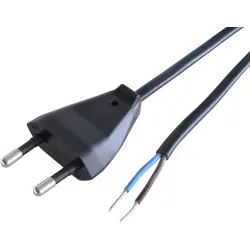 Power cord, Europe, plug type C, straight on open end, H03VVH2-F2x0.75 mm², black, 3 m, 0L06609
