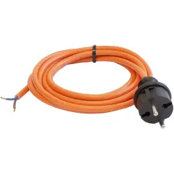 Power cord, Europe, plug type E + F, straight on open end, H07BQ-F3G1.5 mm², orange, 5 m, 70908