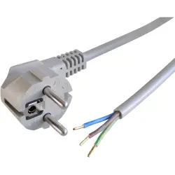 Power cord, Europe, plug type E + F, angled on open end, H05VV-F3G0.75 mm², gray, 1.5 m, VII-H05VVF3G075-G30+0492/1,50M GR7032