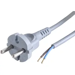Power cord, Europe, plug type C, straight on open end, H05VV-F2x1.0 mm², gray, 3 m, 0L1205718