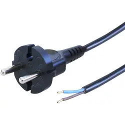 Power cord, Europe, plug type C, straight on open end, H05VV-F2x1.0 mm², black, 2 m, 0L1205723