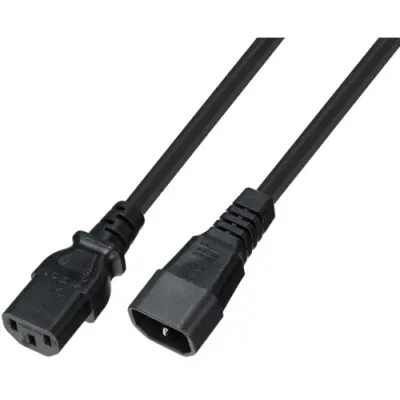 Extension cable, UltraFlex, C13-plug, straight on C14 socket, straight, H05VV-F3G0.75 mm², black, 0.5 m, 7100-0,5M-UF - 1