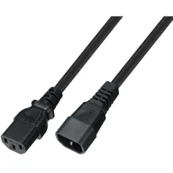 Extension cable, UltraFlex, C13-plug, straight on C14 socket, straight, H05VV-F3G0.75 mm², black, 1 m, 7100-1,0M-UF