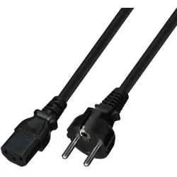 Power cord, UltraFlex, Europe, plug type E + F, straight on C13 socket, straight, H05VV-F3G0.75 mm², black, 1 m, 7102-1,0M-GERADE-UF