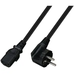 Power cord, UltraFlex, Europe, plug type E + F, angled on C13 socket, straight, H05VV-F3G0.75 mm², black, 1.8 m, 7102-1,8M-UF