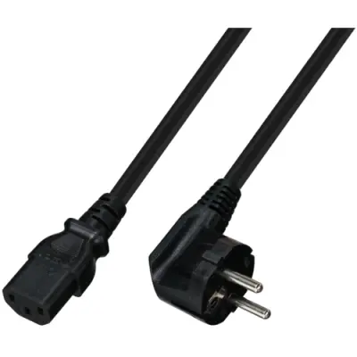 Power cord, UltraFlex, Europe, plug type E + F, angled on C13 socket, straight, H05VV-F3G1.0 mm², black, 5 m, 7102-5,0M-UF - 1