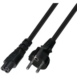 Power cord, UltraFlex, Europe, plug type E + F, straight on C5 socket, straight, H05VV-F3G0.75 mm², black, 0.5 m, 7112-0,5M-UF