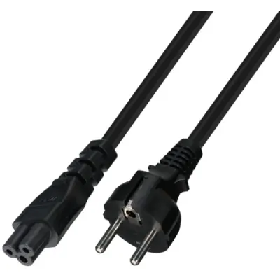 Power cord, UltraFlex, Europe, plug type E + F, straight on C5 socket, straight, H05VV-F3G0.75 mm², black, 0.5 m, 7112-0,5M-UF - 1