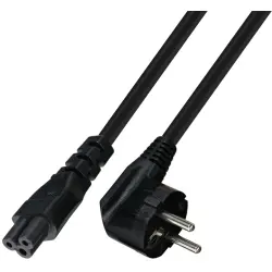 Power cord, UltraFlex, Europe, plug type E + F, angled on C5 socket, straight, H05VV-F3G0.75 mm², black, 0.5 m, 7135-0,5M-UF