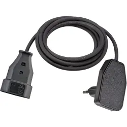 Extension cable, Europe, plug type C, angled on socket type C, straight, H03VVH2-F2x0.75 mm², black, 0.8 m, 104569