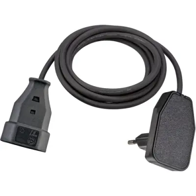 Extension cable, Europe, plug type C, angled on socket type C, straight, H03VVH2-F2x0.75 mm², black, 0.8 m, 104569 - 1
